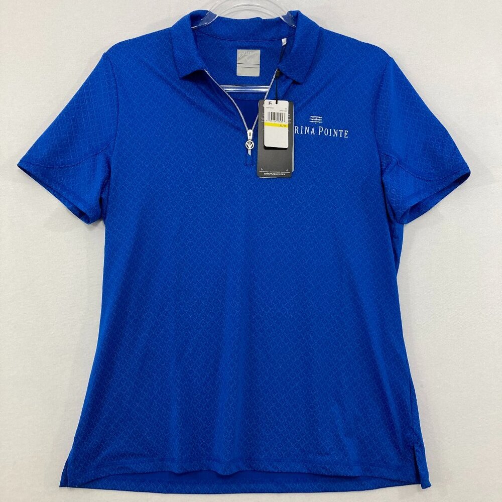 New Callaway Medium Women's Opti-Dri Royal Blue Quarter Zip Polo Shirt Active